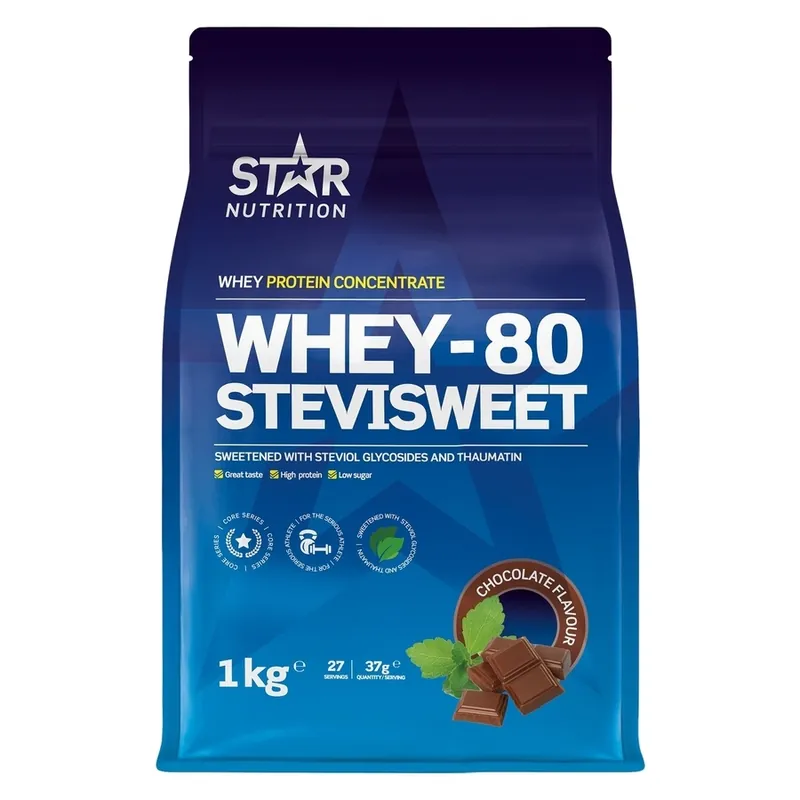 Star Nutrition  Whey-80 SteviSweet Chocolate 1000g Alennus