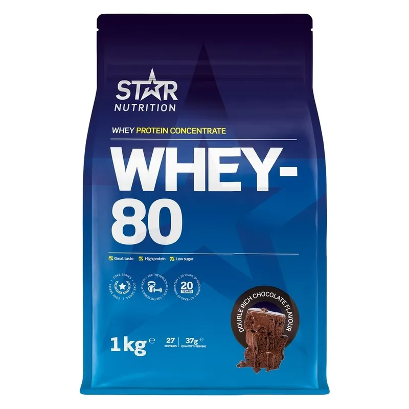 Viikonlopputarjous Star Nutrition  Whey-80 Double Rich Chocolate 1000g