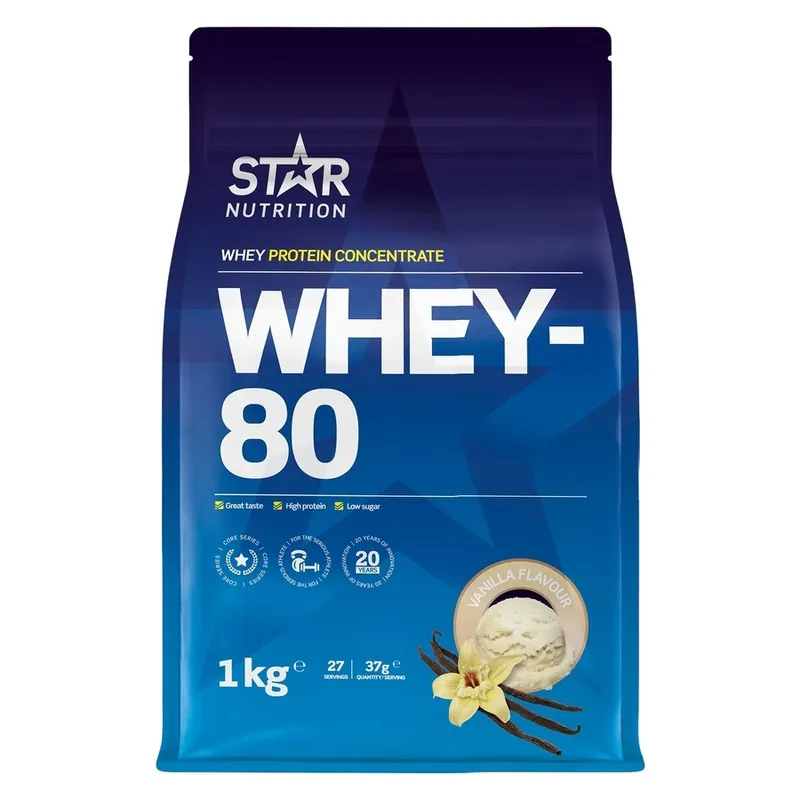 Alennettu Hinta Star Nutrition  Whey-80 Vanilla 1000g