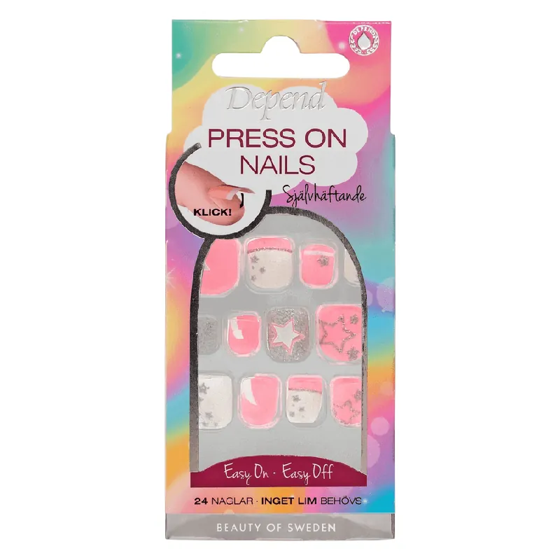Depend  Press on Nails for Children Pink Star Osta Verkossa