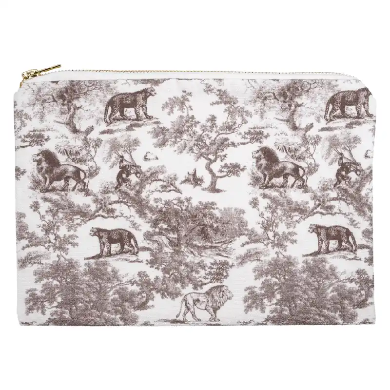 DARK  Canvas Pouch Warm Taupe Savannah Pattern Poisto