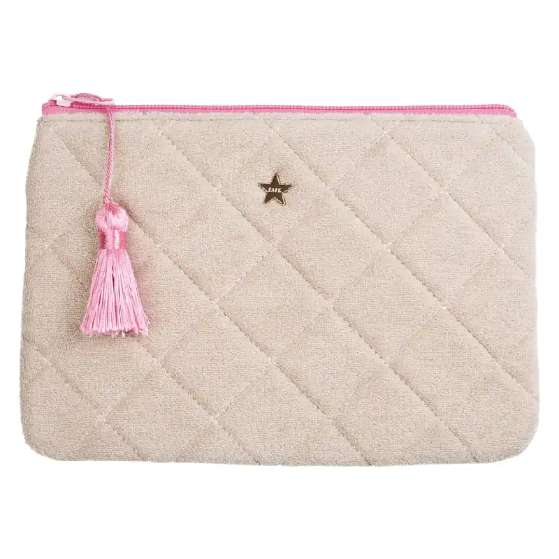Alennettu DARK  Terry Quilted Small Pouch Sand & Bubblegum Pink