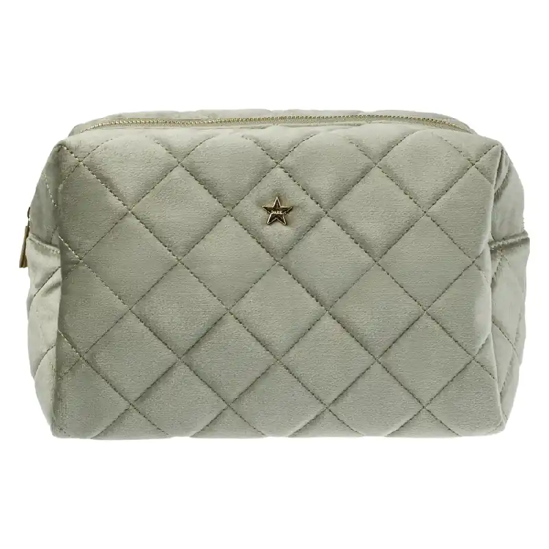 DARK  Velvet Square Quilted Make-Up Pouch Large Milieu Green Ajankohtainen