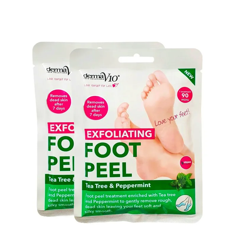 Alennettu Hinta DermaV10 Exfoliating Foot Peel Tea Tree & Peppermint