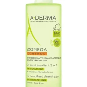 A-Derma Exomega Control 2in1 Emollient Cleansing Gel Anti-Scratching Turvallinen Maksu